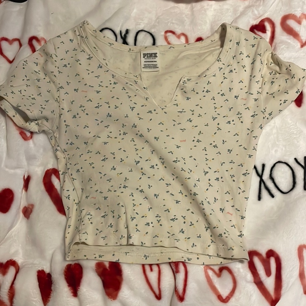 VS PINK floral cropped top